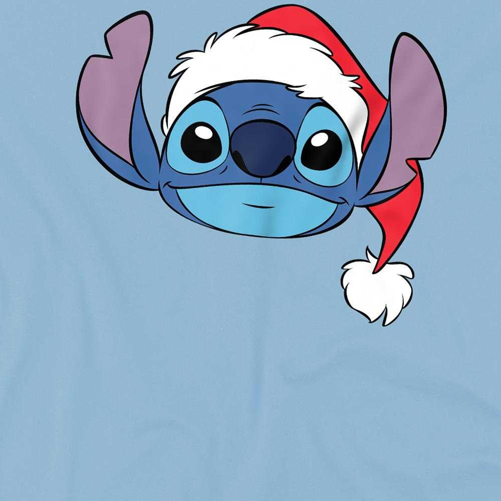 Light Blue - Side - Lilo & Stitch Childrens-Kids Santa Hat Christmas T-Shirt