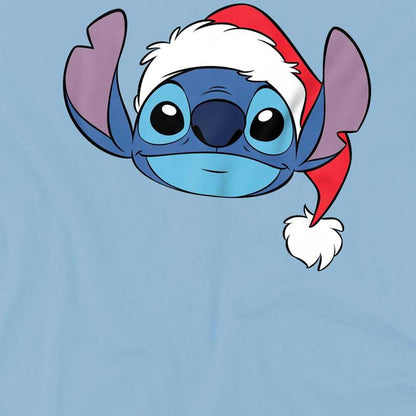 Light Blue - Side - Lilo & Stitch Childrens-Kids Santa Hat Christmas T-Shirt
