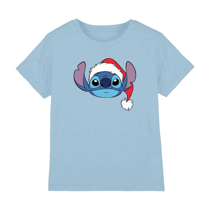 Light Blue - Front - Lilo & Stitch Childrens-Kids Santa Hat Christmas T-Shirt