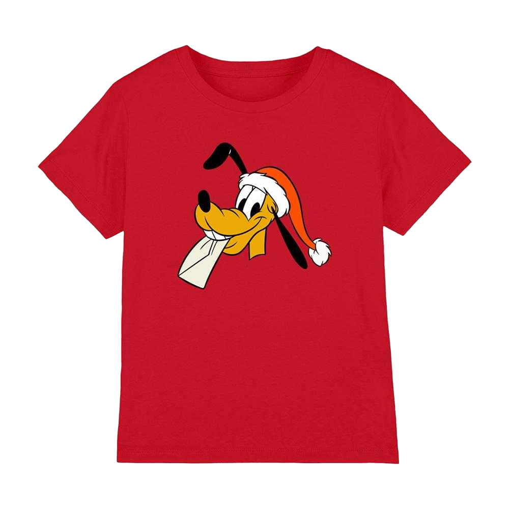 Red - Front - Disney Childrens-Kids Pluto Santa Hat Christmas T-Shirt