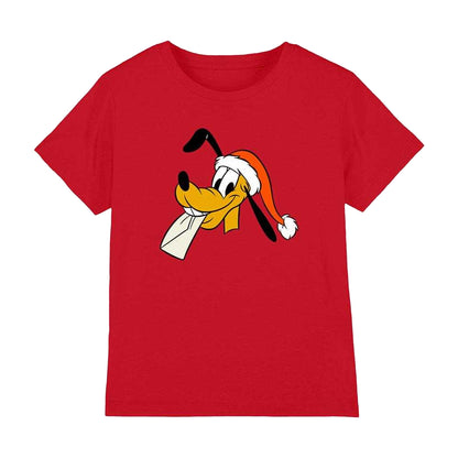 Red - Front - Disney Childrens-Kids Pluto Santa Hat Christmas T-Shirt