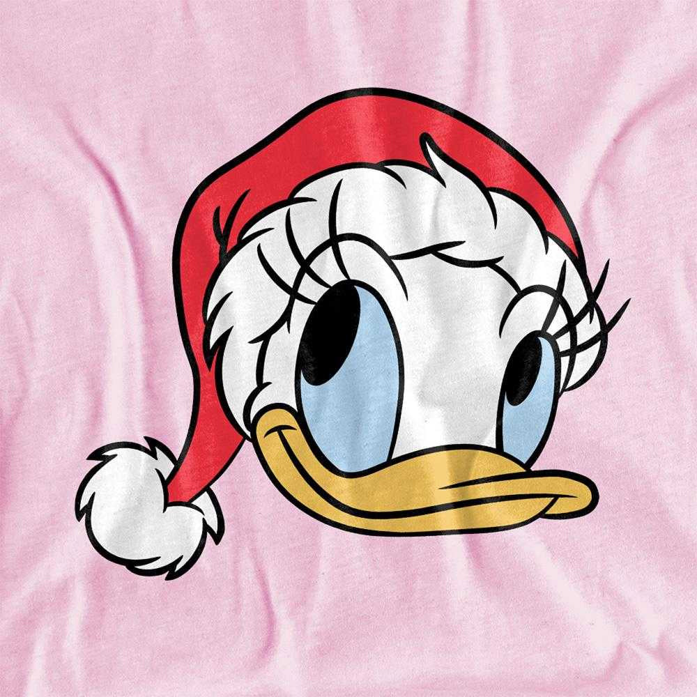 Pink - Side - Disney Childrens-Kids Daisy Duck Santa Hat Christmas T-Shirt