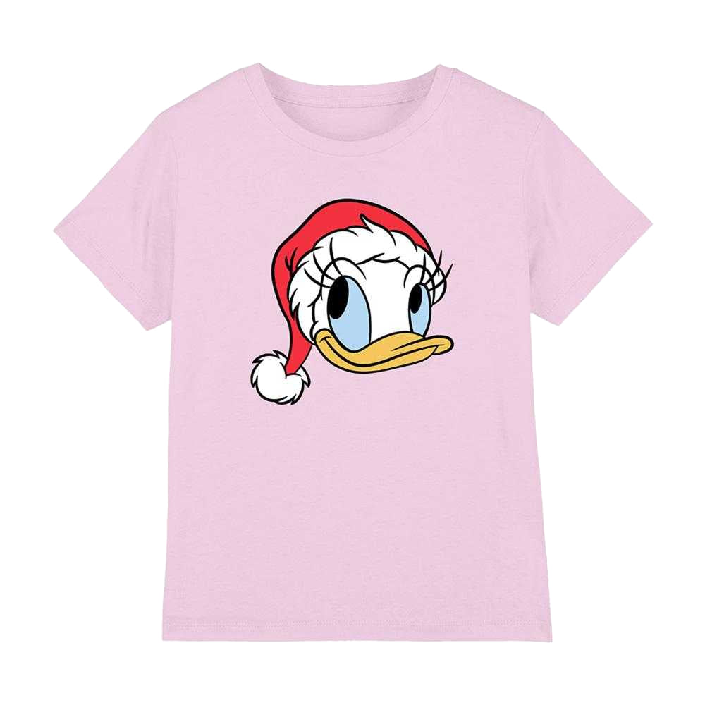Pink - Front - Disney Childrens-Kids Daisy Duck Santa Hat Christmas T-Shirt