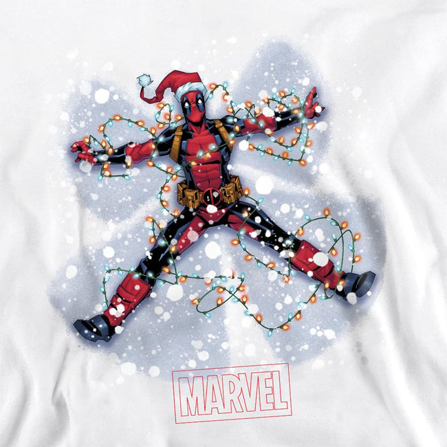 White - Pack Shot - Deadpool Unisex Adult Deadpool Snow Angels Christmas Sweatshirt
