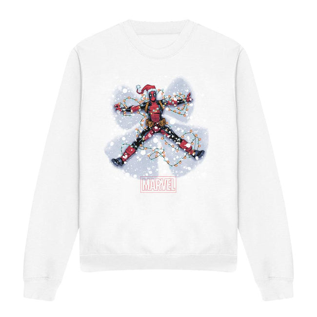 White - Front - Deadpool Unisex Adult Deadpool Snow Angels Christmas Sweatshirt