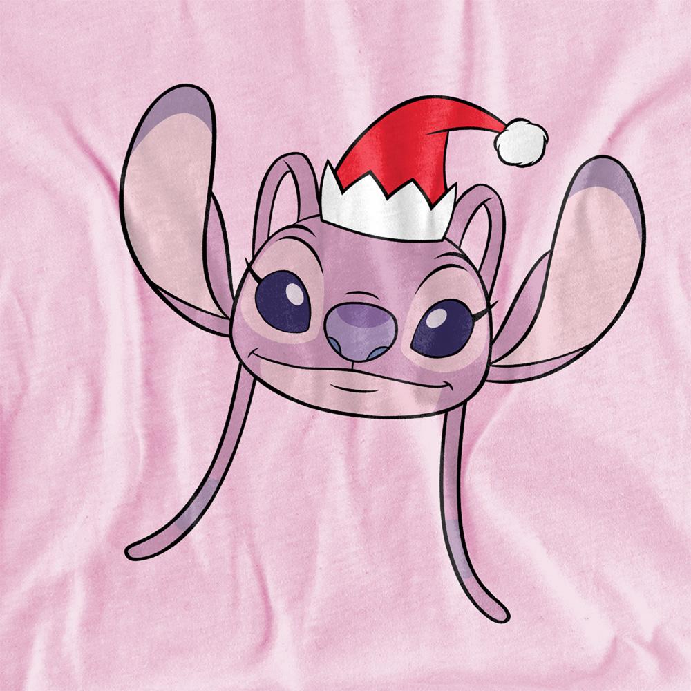 Pink - Side - Lilo & Stitch Childrens-Kids Angel Santa Hat Christmas T-Shirt