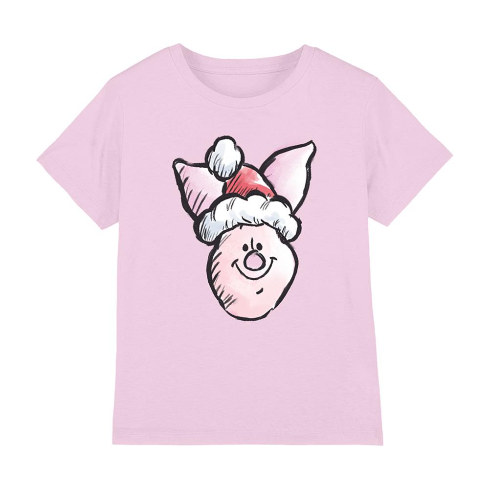 Pink - Front - Disney Childrens-Kids Piglet Santa Hat Christmas T-Shirt