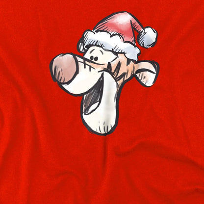 Red - Side - Disney Childrens-Kids Tigger Santa Hat Christmas T-Shirt
