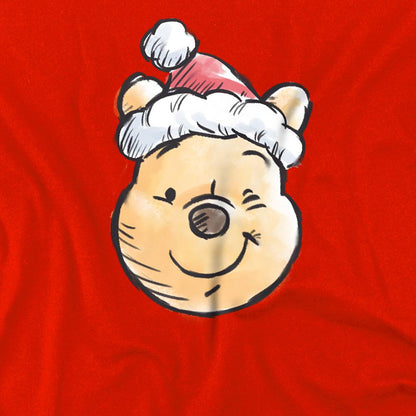 Red - Side - Winnie the Pooh Childrens-Kids Santa Hat Christmas T-Shirt