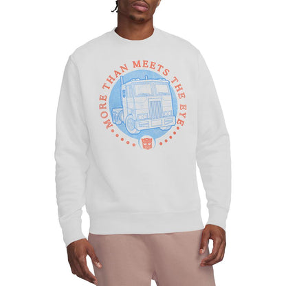 White - Side - Transformers Unisex Adult Generations More Than Meets The Eye Optimus Primal Truck Sweatshirt