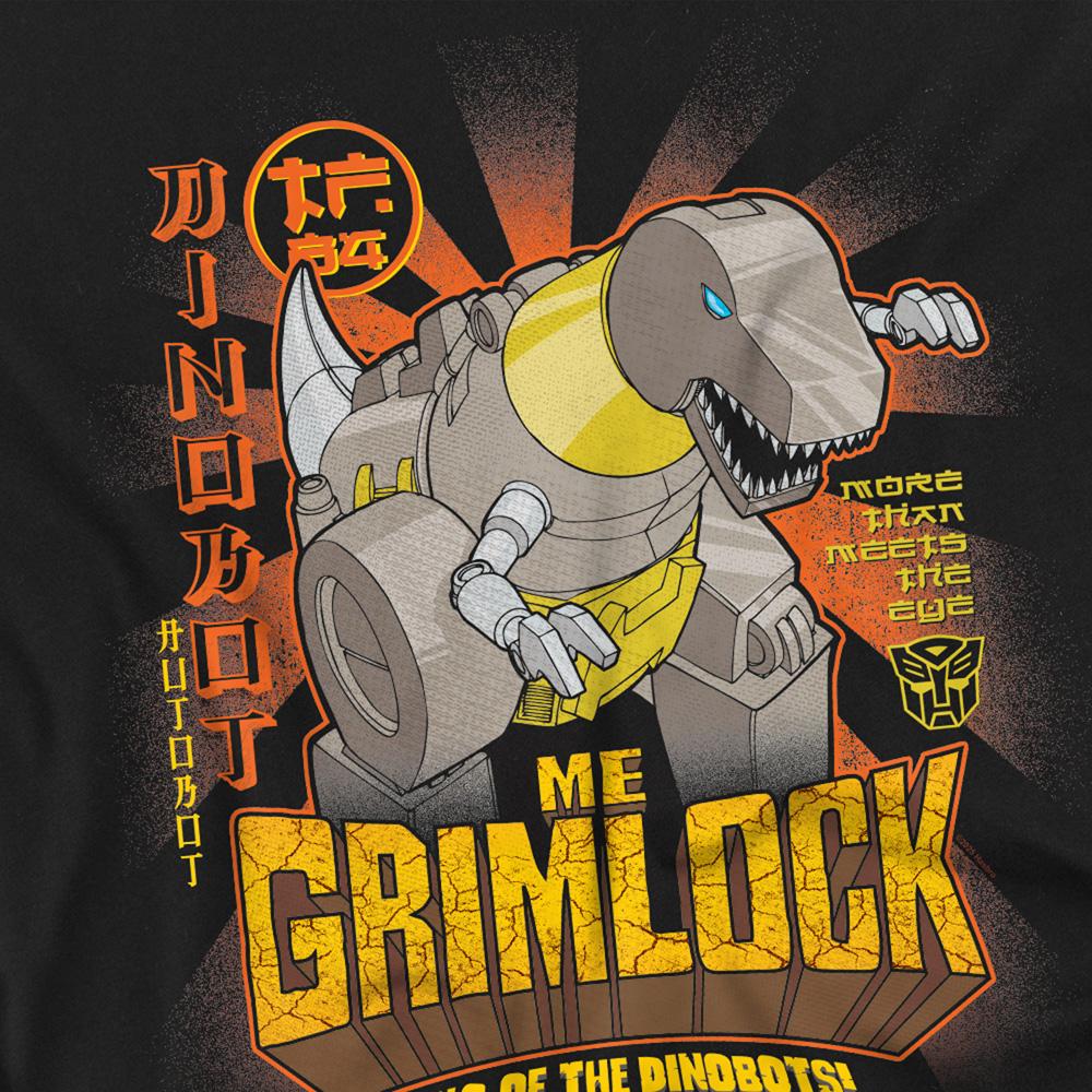 Black - Side - Transformers Unisex Adult Generations Me Grimlock King Of The Dinobots T-Shirt