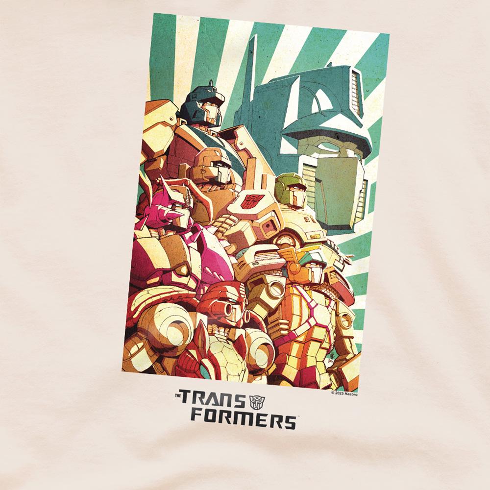 Natural - Side - Transformers Unisex Adult Autobots Assemble T-Shirt