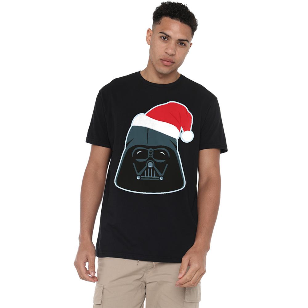 Black - Lifestyle - Star Wars Unisex Adult Darth Vader Santa Hat Christmas T-Shirt
