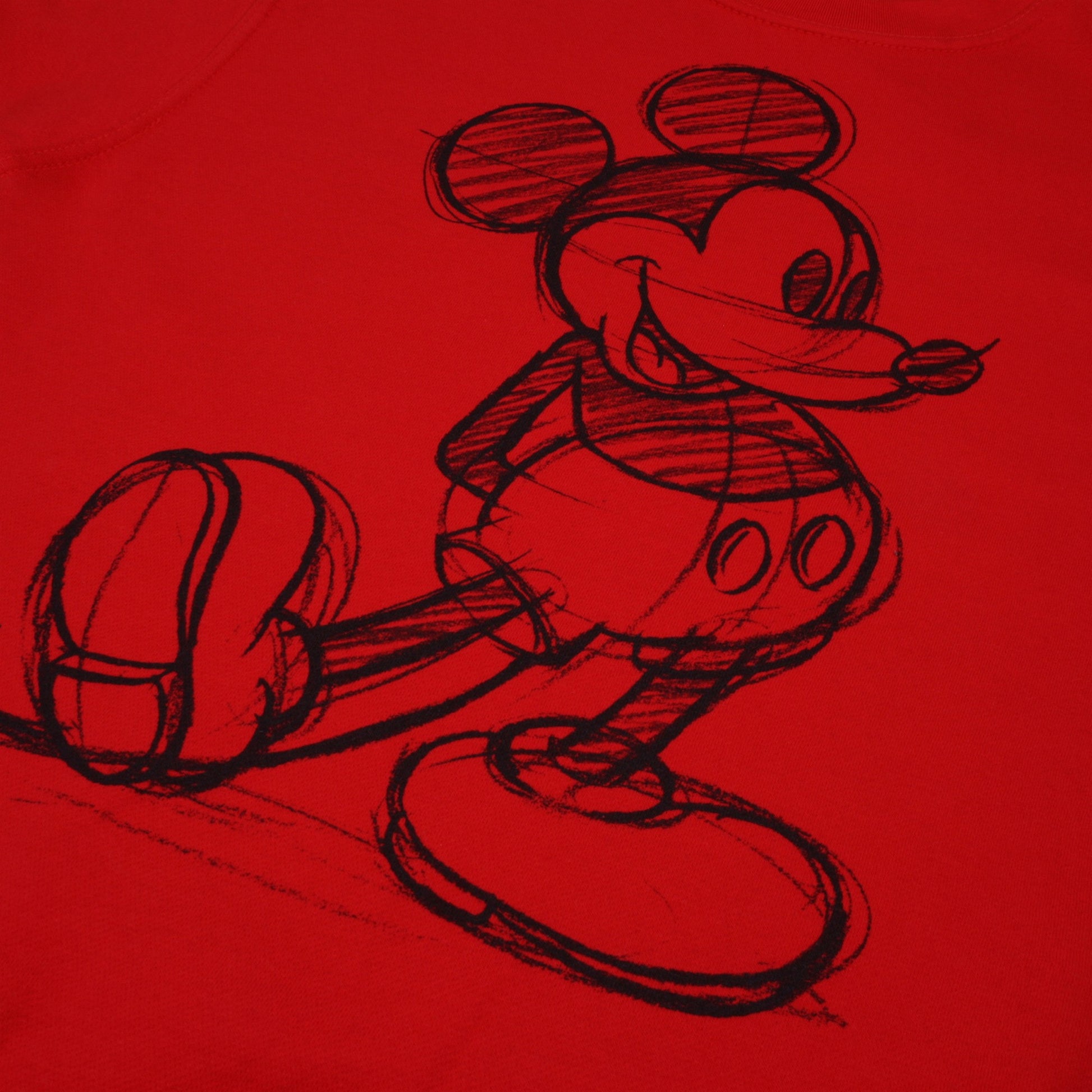 Red - Side - Disney Womens-Ladies Mickey Mouse Sketch Crew Neck Sweatshirt