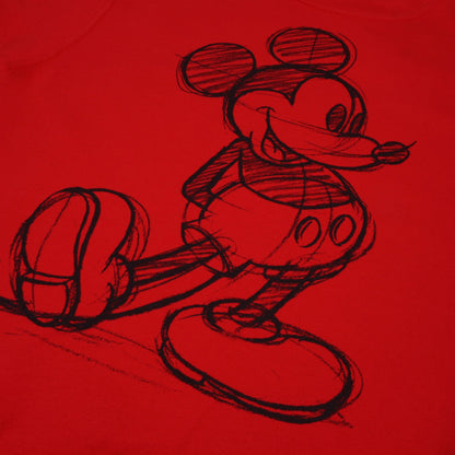 Red - Side - Disney Womens-Ladies Mickey Mouse Sketch Crew Neck Sweatshirt