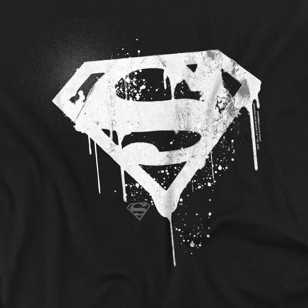 Black - Side - Superman Unisex Adult Graffiti Logo T-Shirt