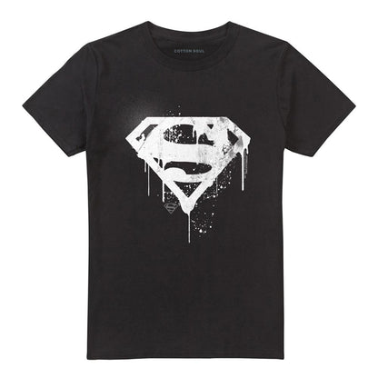 Black - Front - Superman Unisex Adult Graffiti Logo T-Shirt