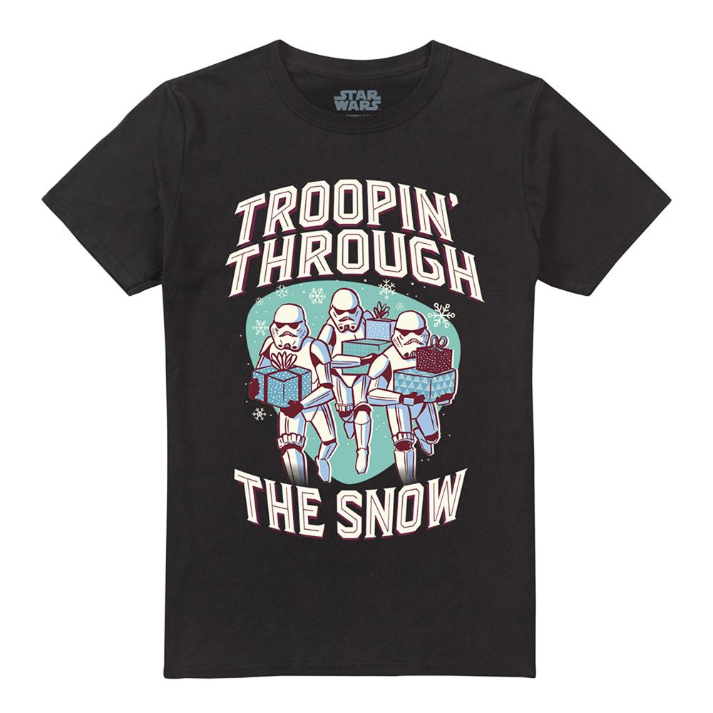 Black - Front - Star Wars Unisex Adult Troopin´ Through The Snow Stormtrooper T-Shirt