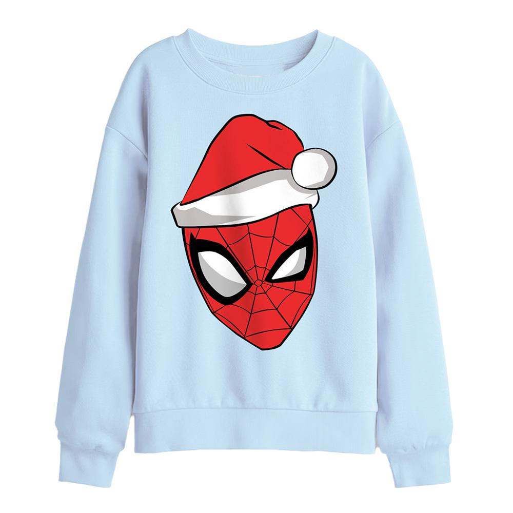 Light Blue - Front - Spider-Man Childrens-Kids Santa Hat Christmas Sweatshirt