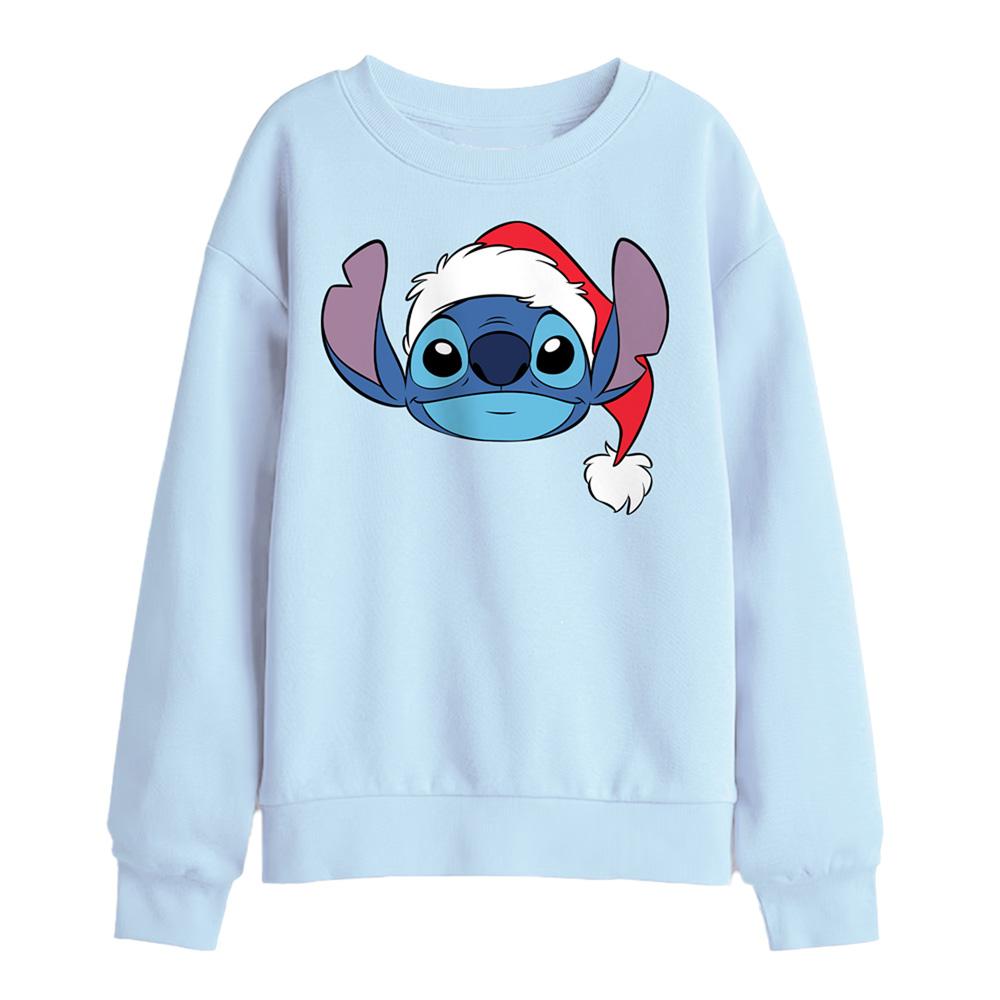 Light Blue - Front - Disney Childrens-Kids Stitch Santa Hat Christmas Sweatshirt