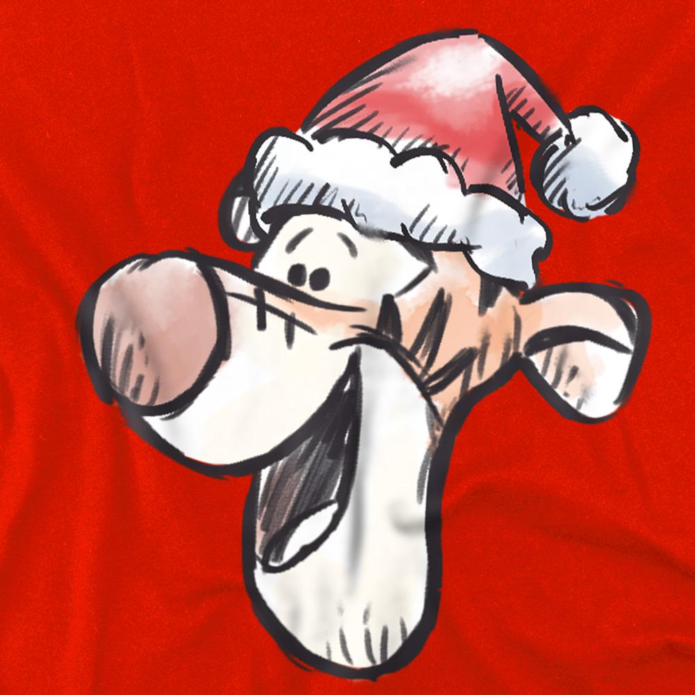 Red - Side - Disney Childrens-Kids Tigger Santa Hat Christmas Sweatshirt