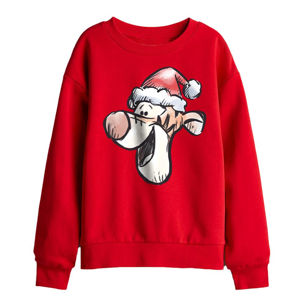Red - Front - Disney Childrens-Kids Tigger Santa Hat Christmas Sweatshirt
