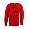 Red - Front - Disney Womens-Ladies Mickey Mouse Sketch Crew Neck Sweatshirt