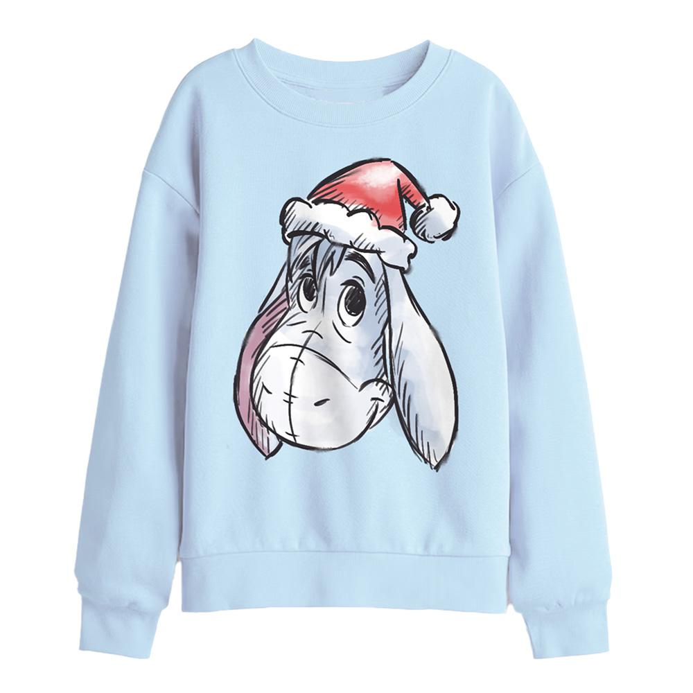 Light Blue - Front - Disney Childrens-Kids Eeyore Santa Hat Christmas Sweatshirt