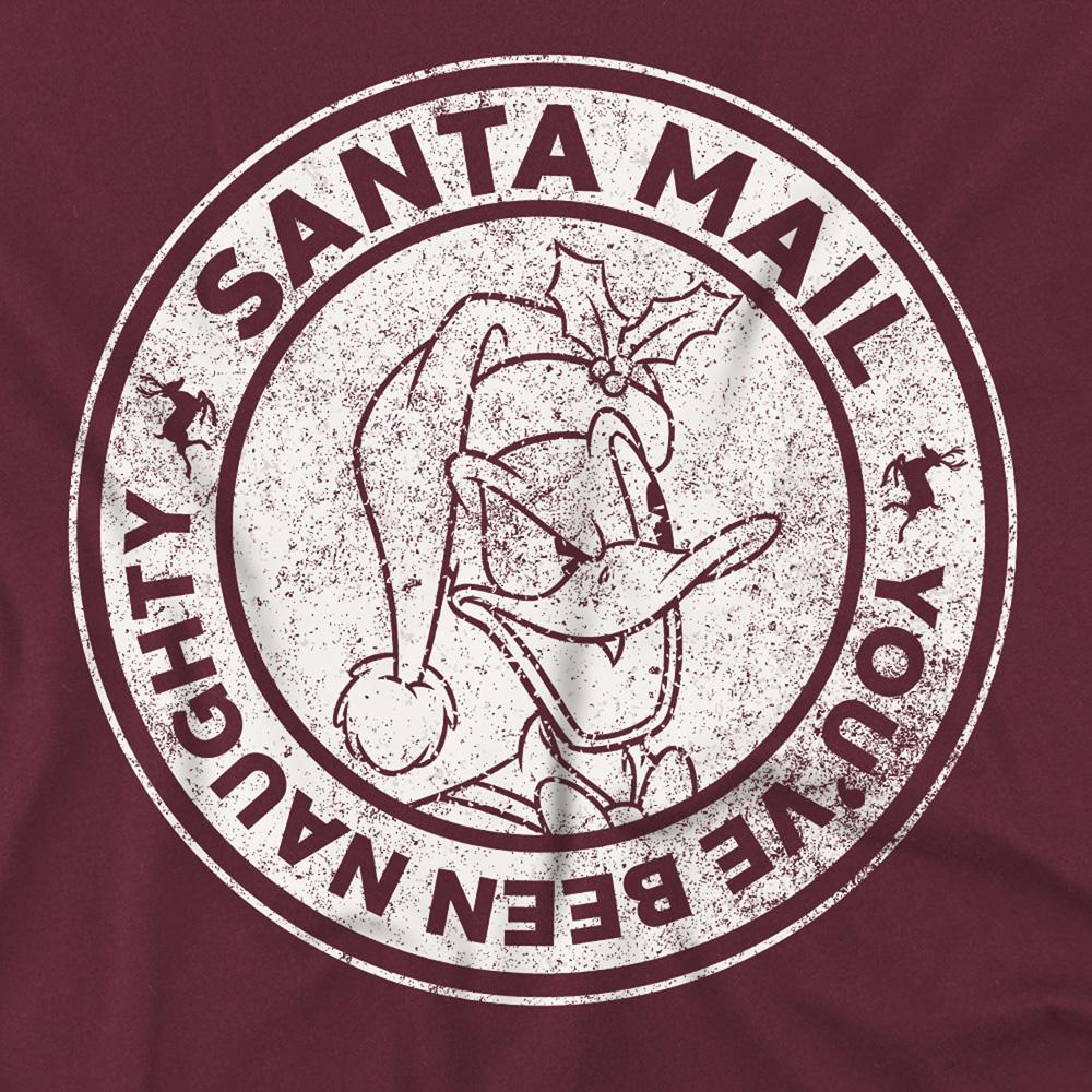 Burgundy - Side - Donald Duck Unisex Adult Naughty List Vintage Christmas T-Shirt