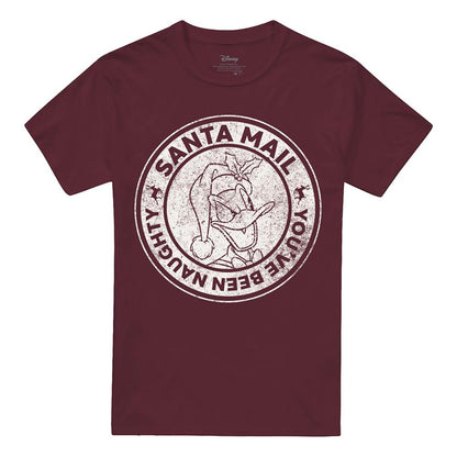 Burgundy - Front - Donald Duck Unisex Adult Naughty List Vintage Christmas T-Shirt