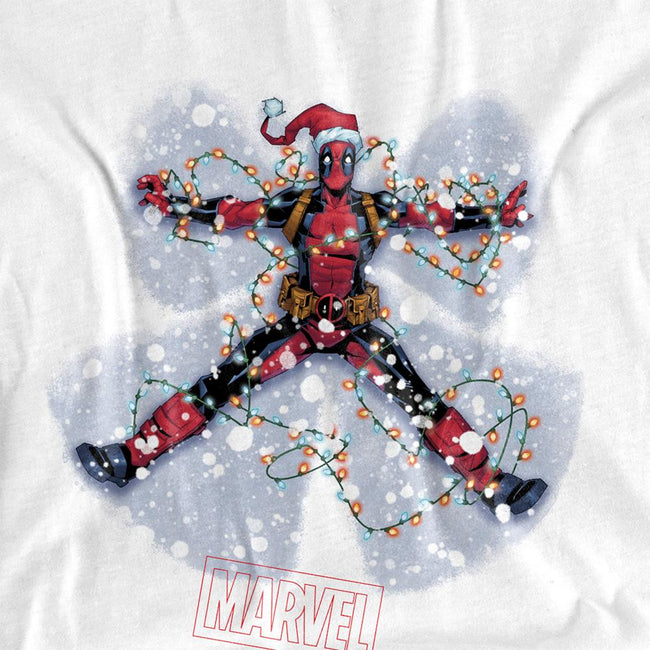 White - Side - Deadpool Unisex Adult Snow Angels Christmas T-Shirt