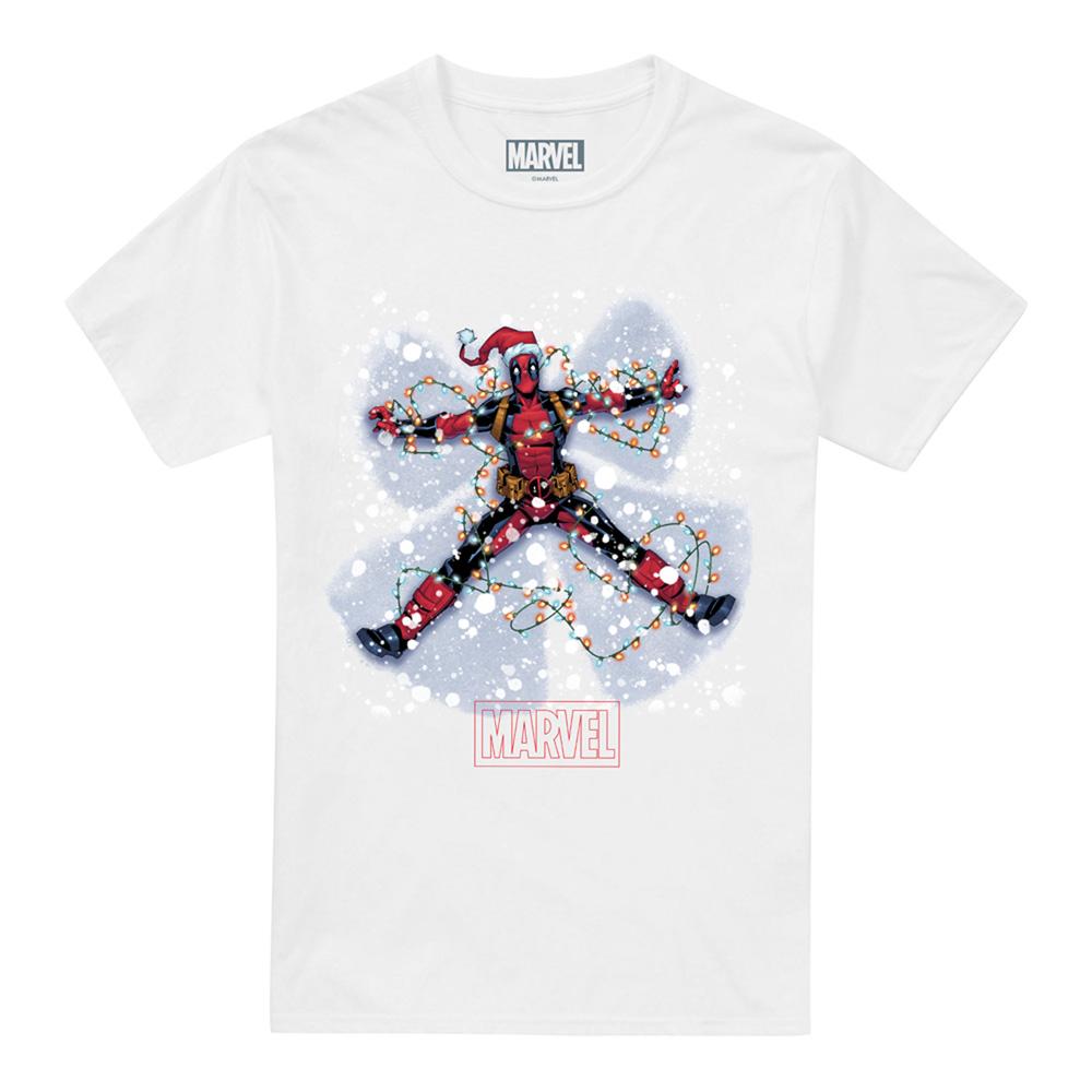 White - Front - Deadpool Unisex Adult Snow Angels Christmas T-Shirt