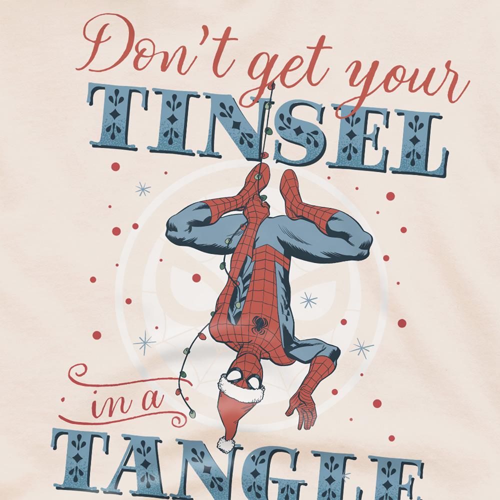 Natural - Side - Spider-Man Unisex Adult Don´t Get Your Tinsel In A Tangle Retro Christmas T-Shirt