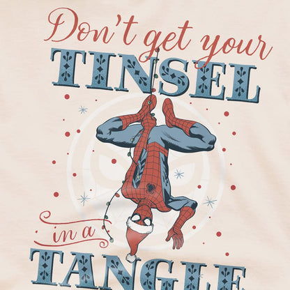 Natural - Side - Spider-Man Unisex Adult Don´t Get Your Tinsel In A Tangle Retro Christmas T-Shirt