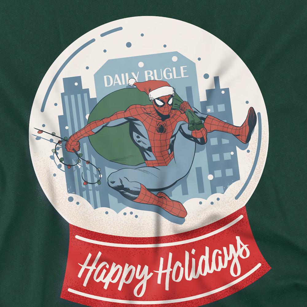 Hunter Green - Side - Spider-Man Unisex Adult New York Happy Holidays Retro Christmas T-Shirt