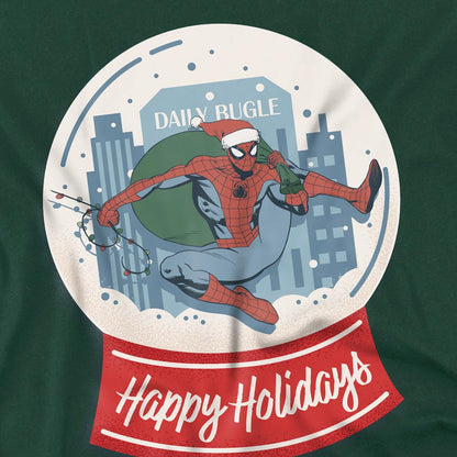 Hunter Green - Side - Spider-Man Unisex Adult New York Happy Holidays Retro Christmas T-Shirt