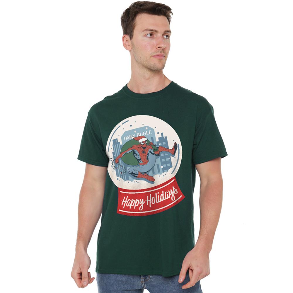 Hunter Green - Lifestyle - Spider-Man Unisex Adult New York Happy Holidays Retro Christmas T-Shirt