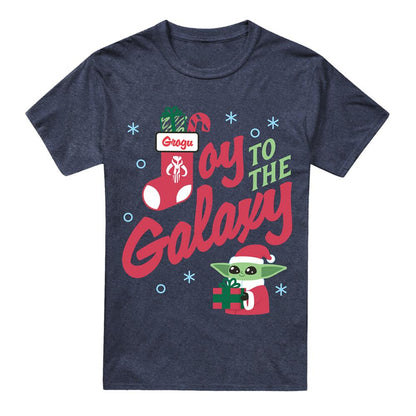 Navy - Front - Star Wars: The Mandalorian Unisex Adult Joy To The Galaxy Grogu Polycotton T-Shirt
