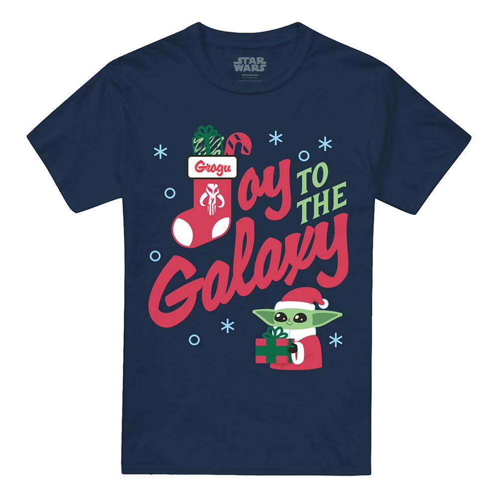 Navy - Front - Star Wars: The Mandalorian Unisex Adult Grogu Christmas T-Shirt