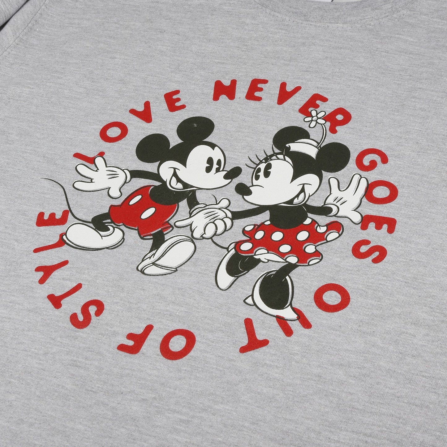 Heather Grey - Side - Disney Womens-Ladies Love Never Goes Out Of Style Crew Neck Sweatshirt