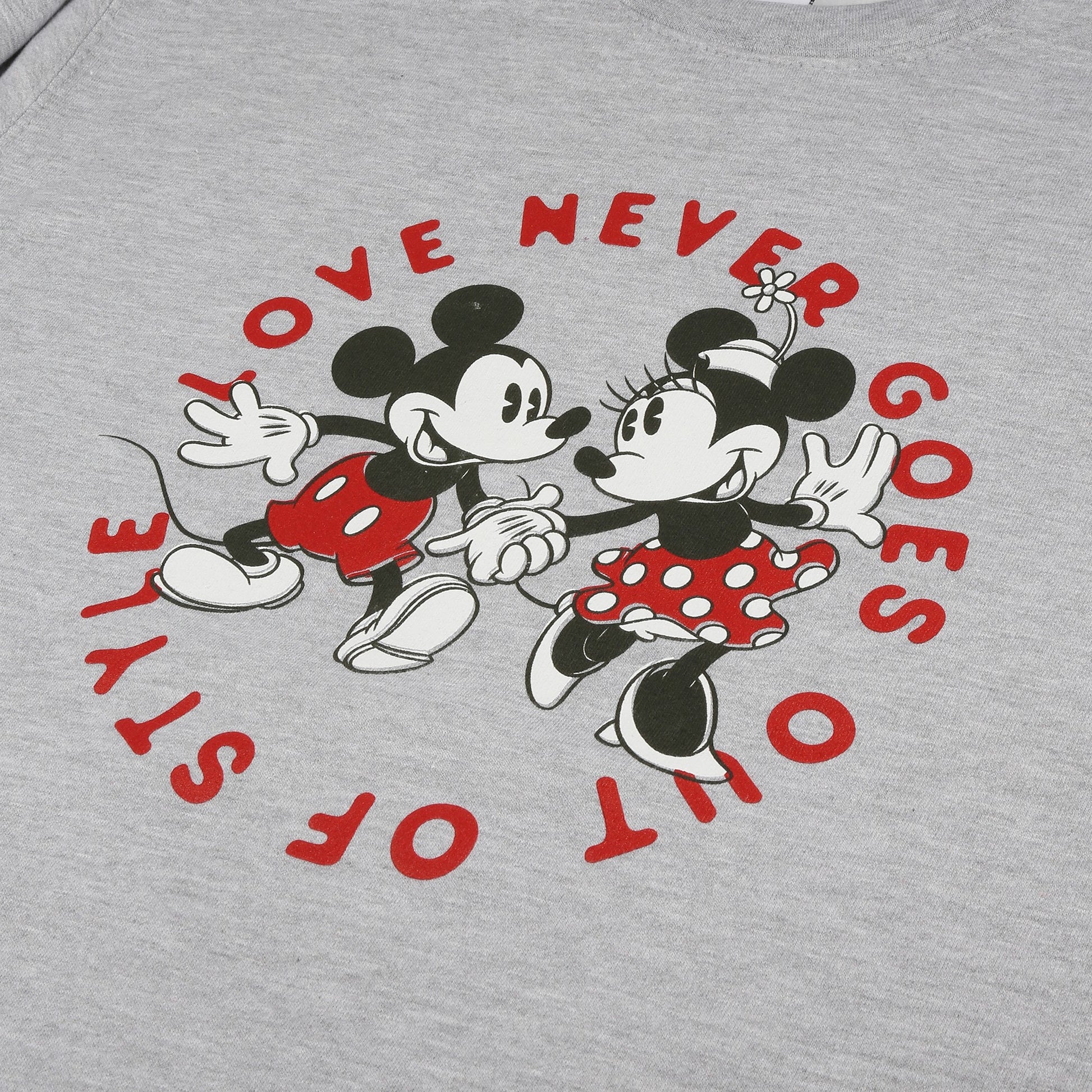 Heather Grey - Side - Disney Womens-Ladies Love Never Goes Out Of Style Crew Neck Sweatshirt