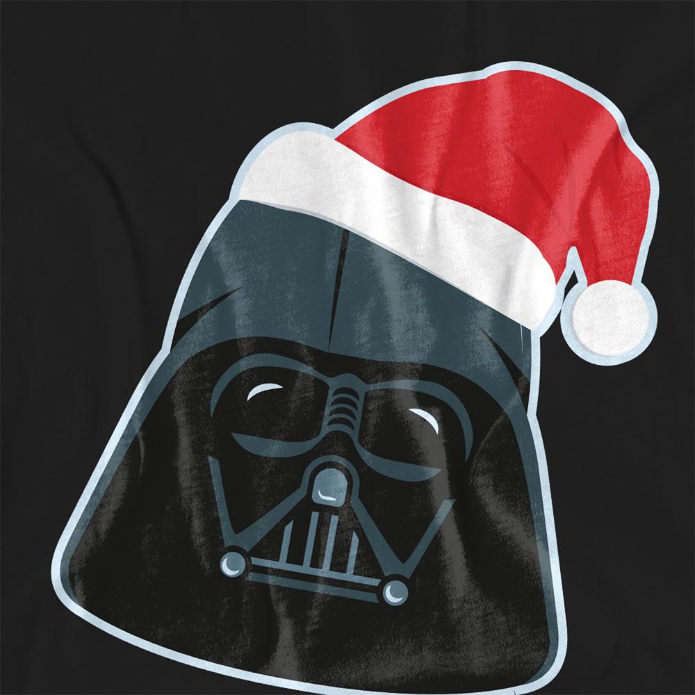 Black - Side - Star Wars Womens-Ladies Darth Vader Santa Hat Christmas T-Shirt