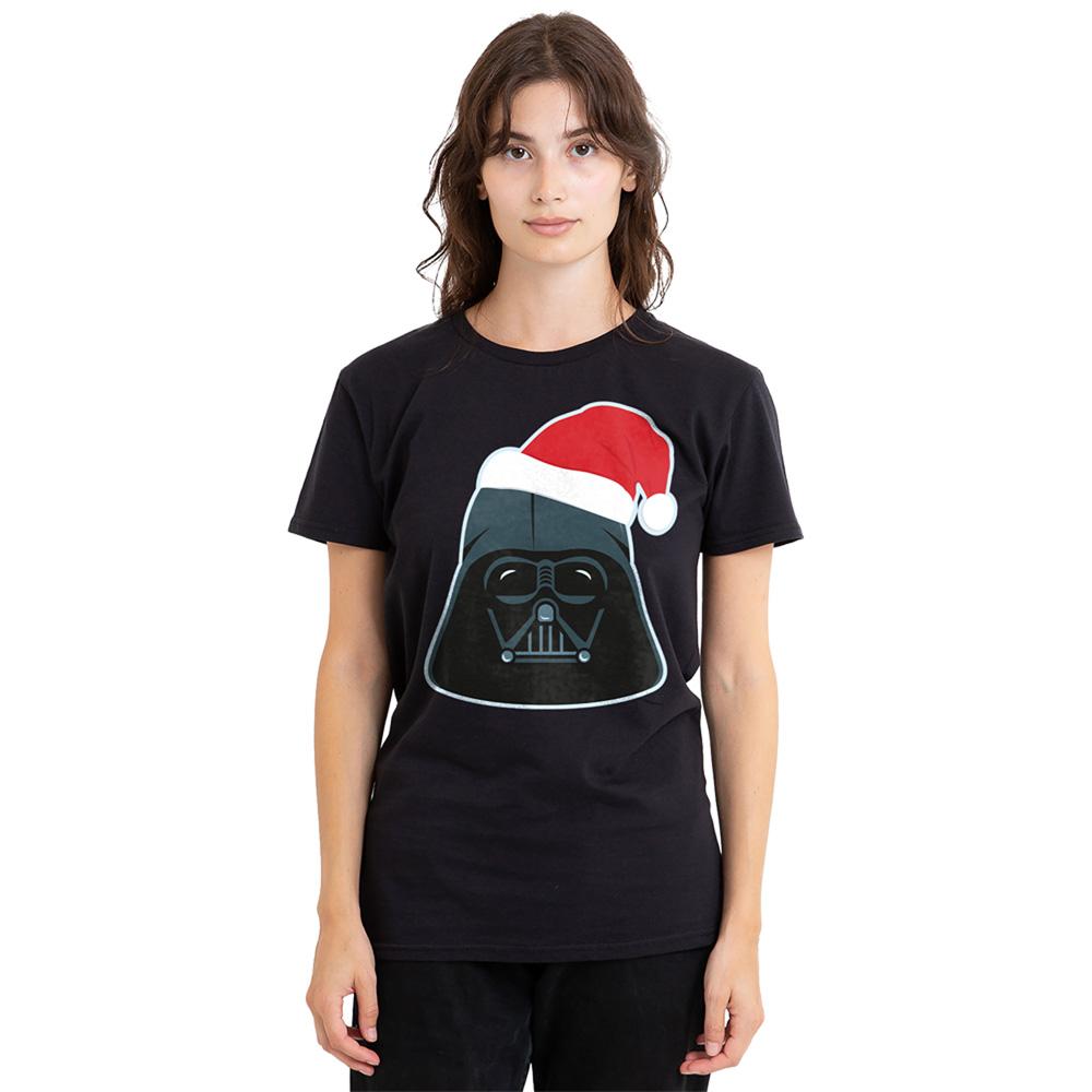 Black - Lifestyle - Star Wars Womens-Ladies Darth Vader Santa Hat Christmas T-Shirt