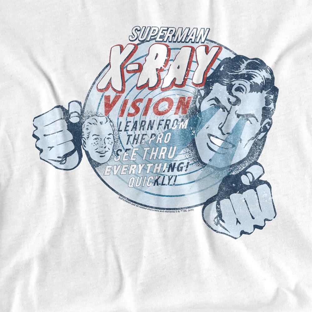 White - Side - Superman Unisex Adult Xray Vision Vintage T-Shirt