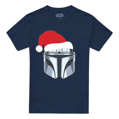 Navy - Front - Star Wars The Mandalorian Unisex Adult Mando Christmas T-Shirt