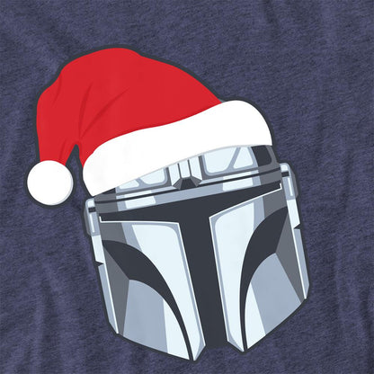 Navy - Side - Star Wars: The Mandalorian Unisex Adult Mando Santa Hat Polycotton Christmas T-Shirt