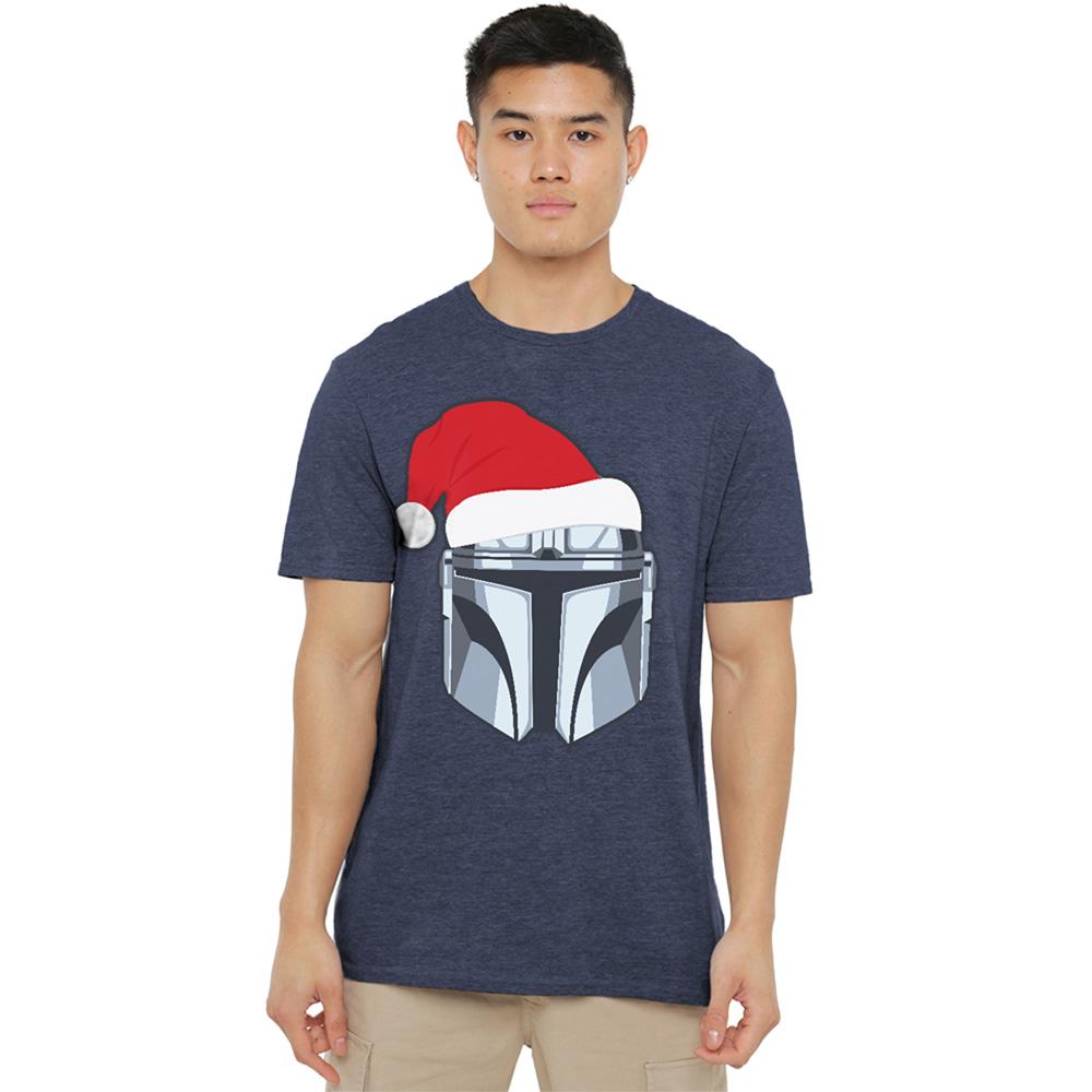 Navy - Lifestyle - Star Wars: The Mandalorian Unisex Adult Mando Santa Hat Polycotton Christmas T-Shirt