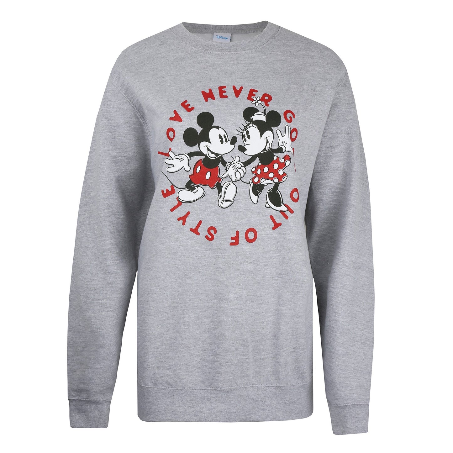Heather Grey - Front - Disney Womens-Ladies Love Never Goes Out Of Style Crew Neck Sweatshirt
