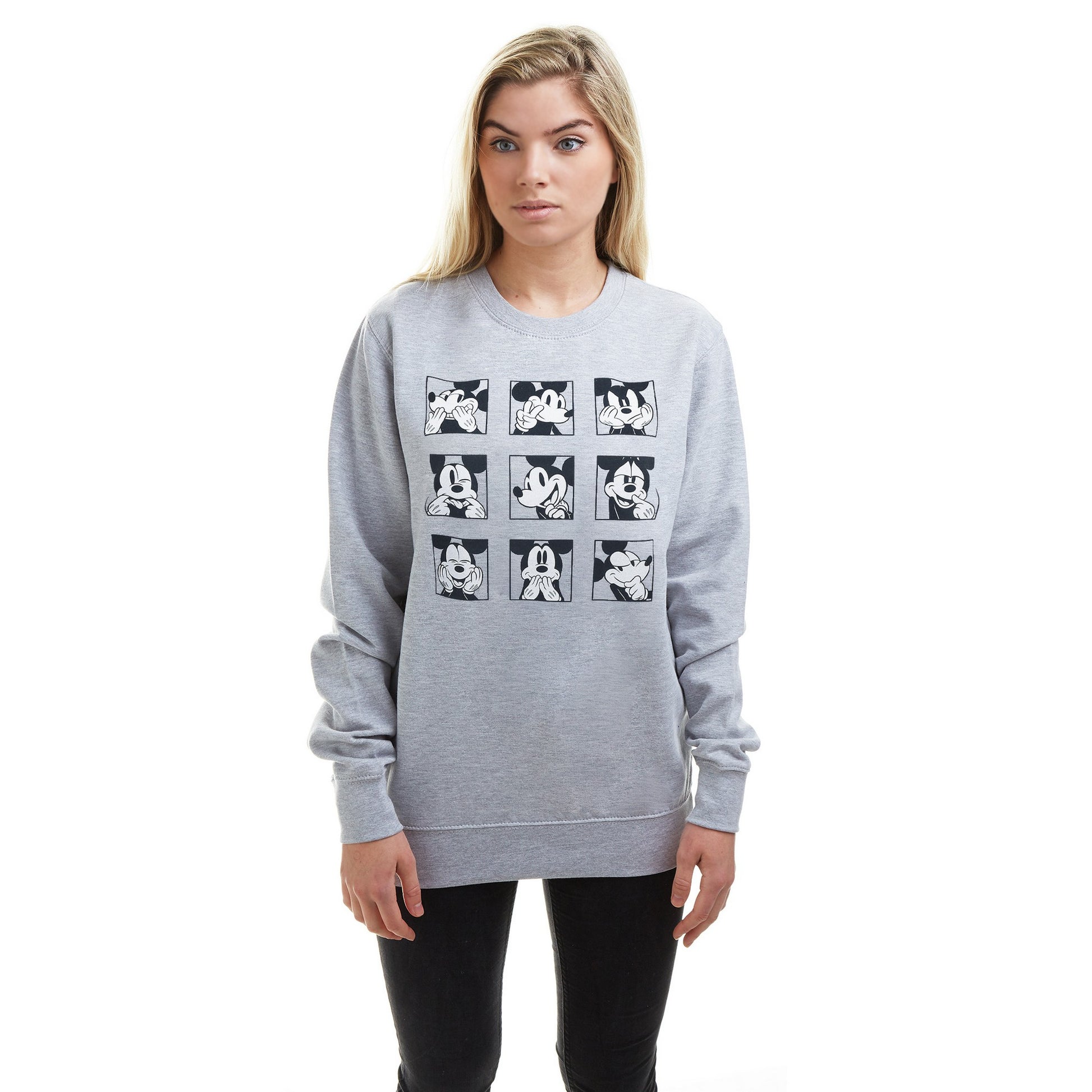 Sports Grey - Lifestyle - Disney Womens-Ladies Mickey Mouse Face Crew Neck Sweatshirt