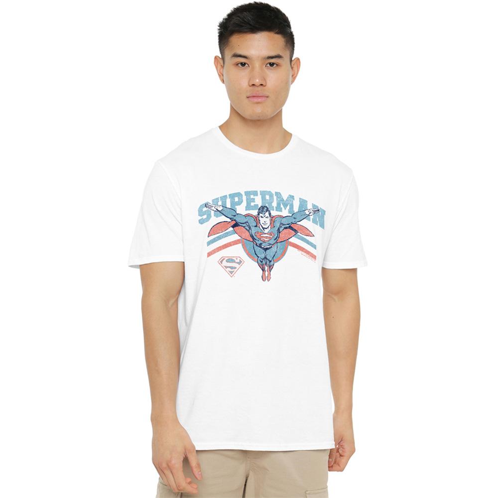 White - Lifestyle - Superman Unisex Adult Flying Stripes T-Shirt